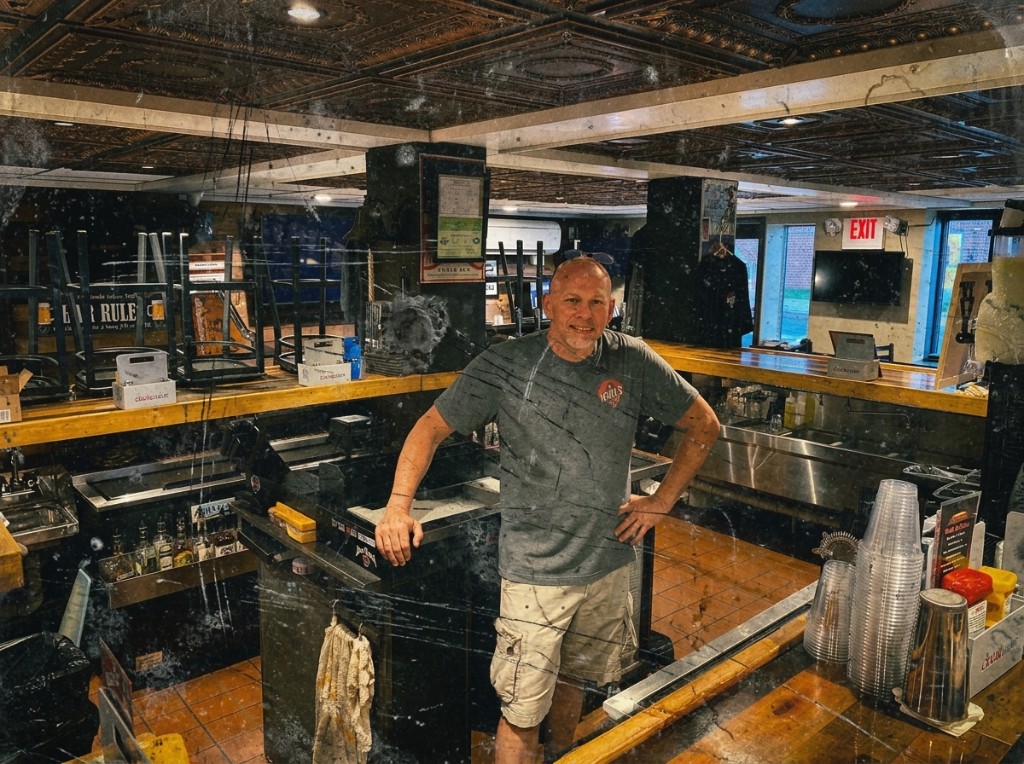 Bartender behind the bar at Iezzi's